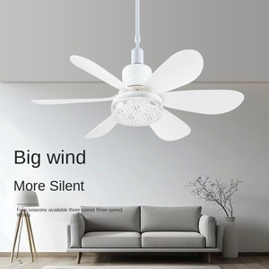 Ventilateur de plafond LED 6 pales silencieux avec télécommande, lampe 3 couleurs, forme de fleur simple et amovible, avec pales de ventilateur colorées - Product Image 3