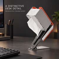 Boîte à mouchoirs mécanique futuriste avec lumière d'ambiance USB-C, distributeur de bureau en métal pour configuration de jeu Cyberpunk