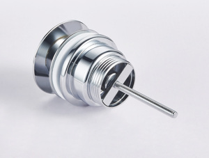 Válvula de desagüe click-clack de acero inoxidable cromada con varilla larga y rosca G1-1/4 para lavabos de sobreponer - Product Image 2