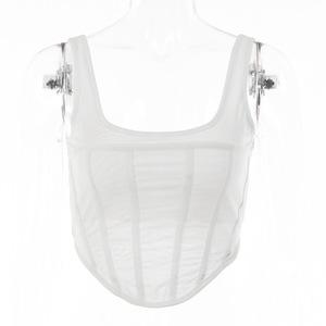 Body court pour femme, couleur unie, transparent, double couche, style t-shirt, pour la mode d'automne - Product Image 5