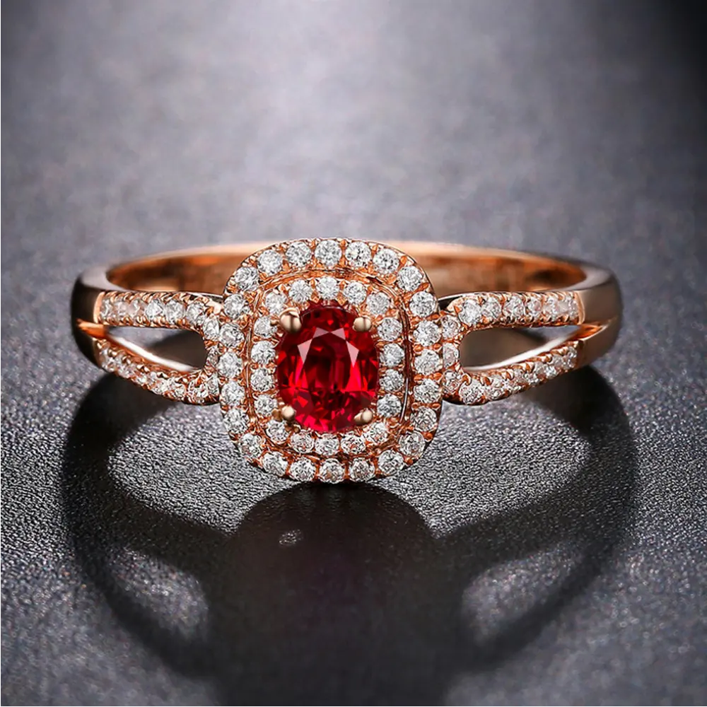 Kleurrijke Steen Vergulde Zilveren Goedkope Ruby Ringen