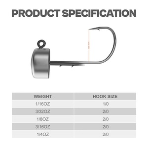 Nouveaux hameçons à tête plombée Ned à large ouverture pour la pêche au bar, pour les techniques finesse N, attire la truite, le requin, le marlin en eau salée, leurre de pêche - Product Image 2