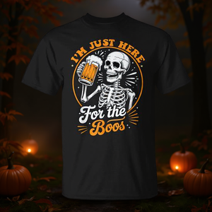 I'm Just Here For The Boos - Camiseta de Halloween con diseño de esqueleto, unisex, para adultos, color negro - Product Image 3