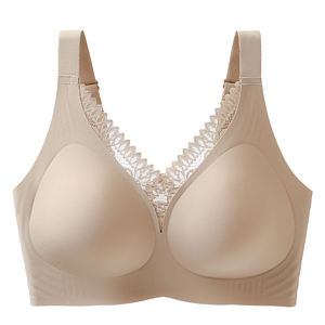 <span class=keywords><strong>Reggiseno</strong></span> Bralette da Donna Senza Cuciture, Ricamato, con Scollo a V Profondo, Sexy, in Pizzo Floreale, Push-Up, Traspirante, per Uso Quotidiano e Sportivo - Product Image 6