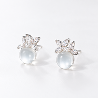 KAVNAR Boucles d'oreilles fleur zircon sphère laiton plaqué or blanc élégantes