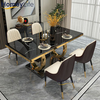 Table à manger moderne italienne européenne en acier inoxydable et marbre pour la maison, l'appartement, la ferme, l'hôtel