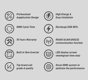 แบตเตอรี่10kwh ทั้งหมดในที่เดียว51.2V 200ah บ้านเก็บพลังงานแสงอาทิตย์แบตเตอรี่ไอออนโซเดียม - Product Image 2