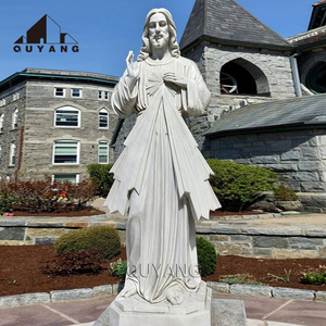 QUYANG église grandeur nature religieux marbre blanc miséricorde divine Statue sacré coeur jésus Sculpture - Product Image 2