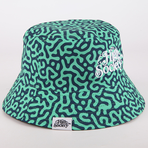 时装设计师定制标志全印花绣花棉渔夫可逆水桶帽 - Product Image 4