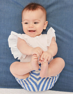 Baby Casual Comfortable Ruffled Sleeve Elegant Shirts and Stripe Shorts Clothes - Product Image 1