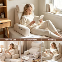 Coussin de soutien dorsal pour lit, coussin de lecture avec accoudoirs, poches latérales et rembourrage doux, vente en gros, fabrication sur mesure OEM ODM