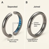 Bagues intelligentes NFC IP68 en acier inoxydable tungstène résistant aux rayures, avec fente, pour paiement, pour homme et femme