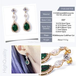 Tianyu อัญมณีแฮนด์เมดเครื่องประดับเจ้าสาวแบบสั่งทำอัญมณีเพชรและมรกต14K 18K ต่างหูทองคำสีเหลืองสำหรับผู้หญิง - Product Image 6