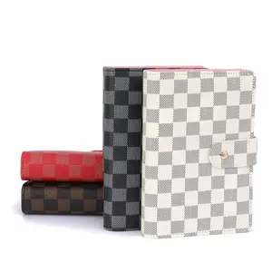 Hot New Release Leather Checkered Budget Binder A6 with Loose Leaf 6 Ring as Budget Envelope System of Plastic Binder Pockets