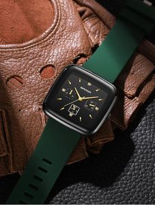 Reloj de Cuarzo Cuadrado de Moda para Negocios Sanda 1112, Resistente al Agua 5BAR, Seis Agujas, Diseño Creativo, Correa de Silicona, Reloj de Pulsera Unisex - Product Image 2