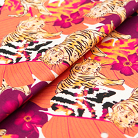 Tissu en satin de coton biologique, motifs d'animaux tigrés doux, designs personnalisés, impression numérique tissée pour robes et chemises pour hommes