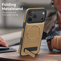 Étui en cuir magnétique pour iPhone 18 Pro Max 17 Pro Max 16 Plus 15 14 avec support invisible, coque de protection fine avec béquille