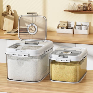 Grosir wadah penyimpan makanan kering bening ember penyimpan nasi bahan PET dengan tutup untuk penggunaan Dapur produk rumah tangga - Product Image 1