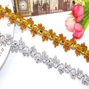 2,5 cm umwelt freundliches DIY-Tuch Erkoumi Gold Silber Bestickte Pailletten Spitzen besatz Geometrisches Muster für Mode Sexy Kleidungs stücke - Product Image 3