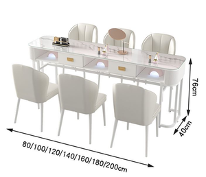 Mesa de salón de uñas de lujo moderna blanca para dos o tres personas <span class=keywords><strong>Escritorio</strong></span> de uñas de material de madera con cajón para salones de belleza - Product Image 6