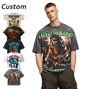 Oversized T-Shirt Men 240 GSM 100% Cotton Drop Shoulder Streetwear <b>Hip</b> Hop Custom Print Vintage Blank Heavyweight Men's T-Shirts - Product Image 1