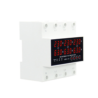 3P + N Din rail Voltmètre Ampèremètre réglable sur et sous tension limite de courant protection Monitor Six Digital Display