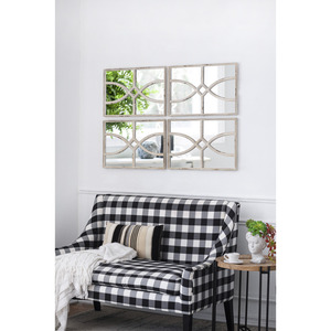 Rectangular Wooden <b>Wall</b> <b>Mirror</b> 16x23 In Distressed White Frame Vertical Or Horizontal Home Decor For Living Room <b>Set</b> - Product Image 4