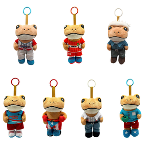 Porte-clés en peluche El Sapo Concho avec logo personnalisé, vêtements rayés, t-shirt étoile, pantalon, grenouille en peluche, poupée, accessoire de jeu, cadeau - Product Image 1