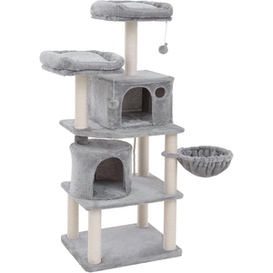Arbre à chat classique de luxe en sisal, peluche courte, emballage carton – Durable, écologique, pour usage intérieur, montage facile, toutes saisons - Product Image 1