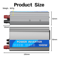 Convertisseur de puissance 1000W DC 12V vers AC 110V/220V pour voiture avec double prise EU/US et écran LED pour maison, camping-car, camion, système solaire