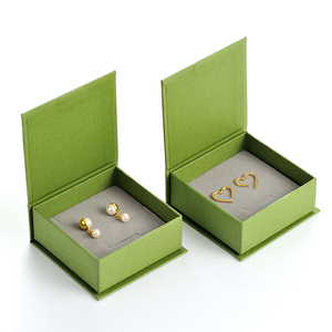PackSecret Wholesale Custom Gold Logo <b>Book</b> Style Magnetic Jewelry <b>Box</b> Green Square Luxury Carton Packaging for Necklaces - Product Image 2