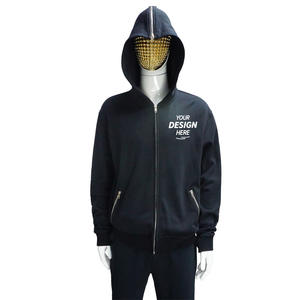 Sudadera con capucha y cremallera sin cordones para hombre, diseño OEM HG372, estilo Y2K, oversize, con logo personalizado, para invierno, estilo urbano, con estampado de tiburón. - Product Image 1