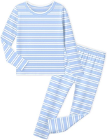 Setelan Piyama Anak Lengan Panjang Grosir, Lembut Nyaman, Motif Garis, Pakaian Tidur, Cetak Kustom, Produsen OEM ODM