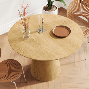 Wooden Circular Dining <b>Table</b> 43 Inch Modern Minimalist Round <b>Table</b> MDF Colored Surface - Product Image 2