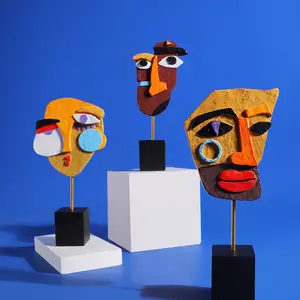 2022 nuova moda stile nordico arte astratta facce scultura ornamenti Desktop creativo colorato viso Decor