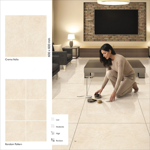Baldosas de Porcelana Pulida Vistaar Cinar Ivory 600x600mm PGVT, Aspecto Mármol, 8mm, Cerámica Esmaltada, Diseño de Interiores - Product Image 5