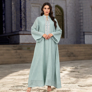 Abito Fluido con Accenti in Strass OEM/ODM, Vestito Islamico <span class=keywords><strong>di</strong></span> Moda <span class=keywords><strong>di</strong></span> <span class=keywords><strong>Istanbul</strong></span> con Perline, Materiale <span class=keywords><strong>di</strong></span> Qualità, Disponibile per Spedizione Internazionale - Product Image 4