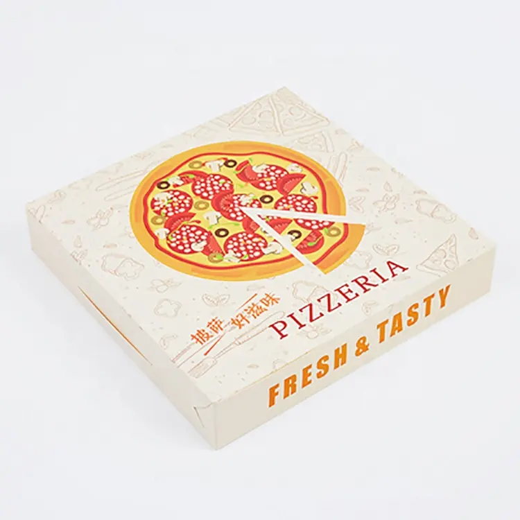 New Custom Design Pizza Box Pizza Verpackungs box Wellpappe wieder verwendbare Papier Pizza Verpackungs box Design