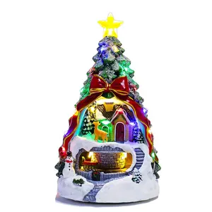 2024 рождественские украшения подарок Рождественская елка и Санта-Клаус вращающаяся музыкальная шкатулка рождественские световые украшения