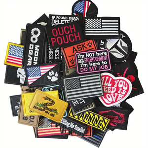 Insigne brodé personnalisé de tactique de crochet et de boucle, drapeau de moral, patchs à repasser pour vêtements - Product Image 1