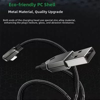 Câble en nylon tressé de type C à angle de 90 degrés, 6A 120W, charge rapide pour les téléphones mobiles et tablettes Android Xiaomi Redmi Mi Turbo