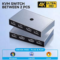 Commutateur KVM HDMI double port 4K 60Hz avec 4 ports USB 2.0 pour 2 ordinateurs partageant clavier, souris, imprimante, commutateur vidéo