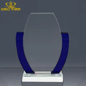 DT-R258 Arch Glass Award with Blue Accent k9 blank crystal glass trophy awards for laser engraving