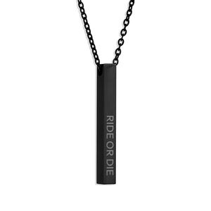 Collar negro de moda con un abalorio rectangular Bellamente grabado <span class=keywords><strong>Ride</strong></span> <span class=keywords><strong>or</strong></span> <span class=keywords><strong>Die</strong></span> hace una joyería de declaración fuerte - Product Image 2