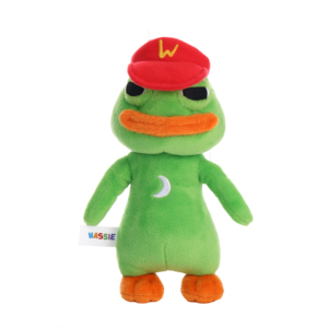 Peluche <span class=keywords><strong>grenouille</strong></span> verte Wassie, adorable poupée en peluche <span class=keywords><strong>grenouille</strong></span> à grande bouche avec casquette rouge avec logo W et broderie lune blanche - Product Image 1