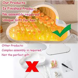 Wholesale DIY Handmade Custom Cloud Mirror Tulip <b>LED</b> Night <b>Light</b> for Children Warm White ABS Material Battery/USB Powered - Product Image 4
