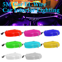 Bande lumineuse LED DIY de 5 mètres, lumière froide + accessoires de voiture USB, éclairage décoratif LED néon intérieur, fil EL, éclairage ambiant, lumières LED de voiture