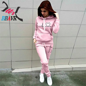 Conjunto de Sudadera con Capucha y Pantalones Deportivos de Felpa para Mujer, Manga Larga, Talla Grande, Dos Piezas - Product Image 3