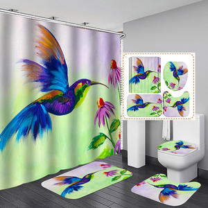 <span class=keywords><strong>Amazon</strong></span> Tropical Square 3D Polyester Imprimé Floral Oiseaux Perroquet Rideaux de <span class=keywords><strong>Douche</strong></span> avec Tapis - Product Image 4