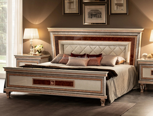 French Antique Villa Master <strong>Bedroom</strong> Elegant Carved Light Luxury <strong>White</strong> Red Veneer <strong>Oak</strong> Wooden Solid Wood Home <strong>Furniture</strong> - Product Image 2